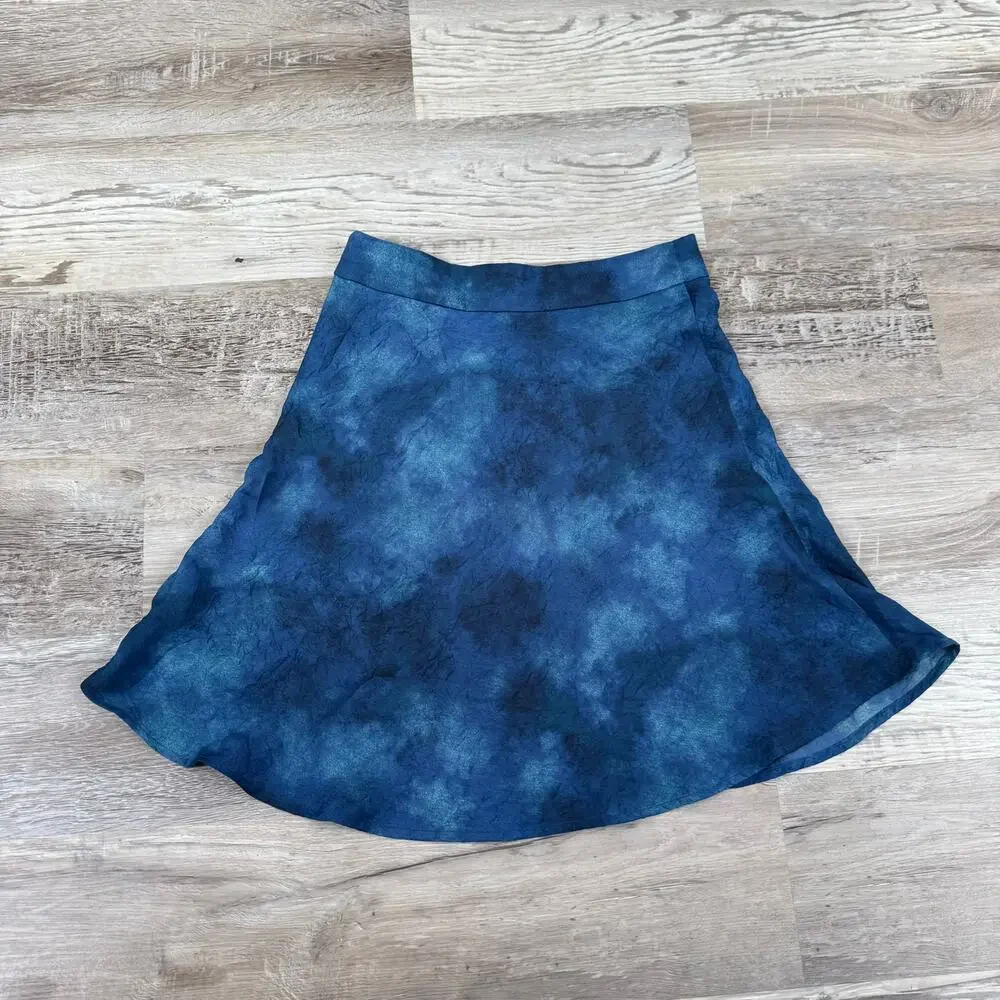 Free People Blue Tie Dye Flowy Mini Skirt Boho Indie Sleaze Festival Size 2